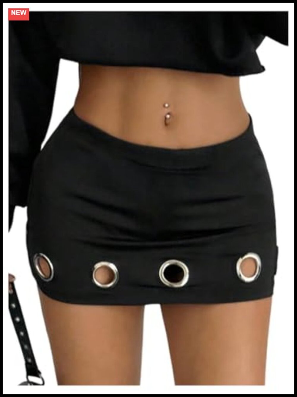 Y2K Punk Mini Skirt Grommet Eyelet Low Rise Bodycon